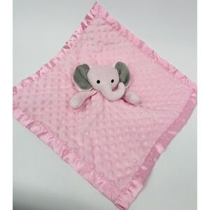 Pro Goleem Pink Elephant Lovey Security Blanket Minky Dot Satin Back 16"